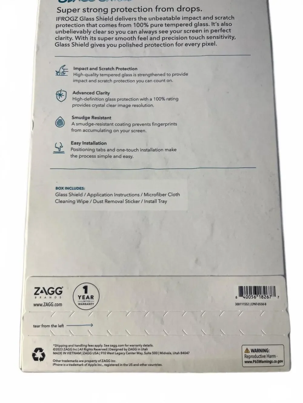 ZAGG Tempered Glass Screen Protector for iPhone 15 Plus IFROGZ Glass Shield New